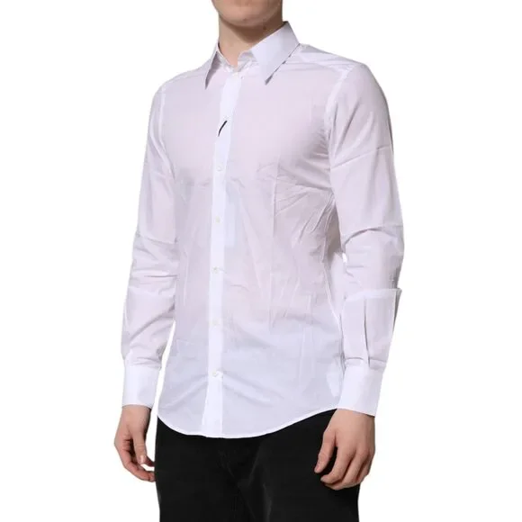 Dolce & Gabbana White MARTINI Long Sleeves Dress Formal Shirt
